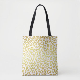 Tote Bag Chic moderne or blanc léopard Jaguar Cheetah