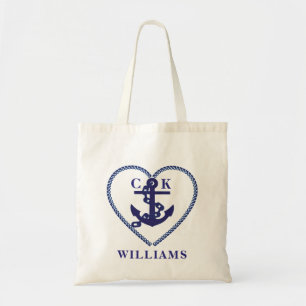 TOTE BAG CHIC NAUTICAL NAVY ANCRE MONOGRAMME PERSONNALISÉ