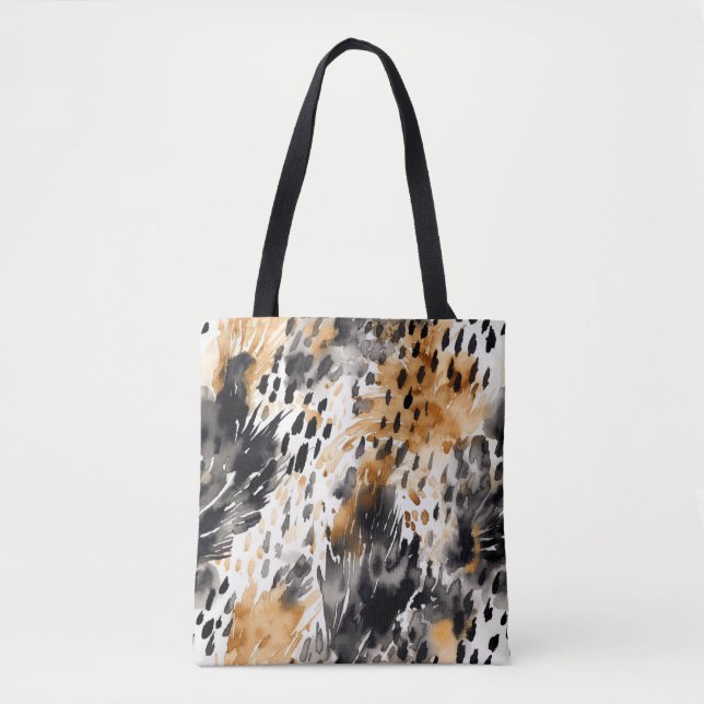 Tote Bag Chic noir bracelet blanc léopard Poster de animal (Devant)