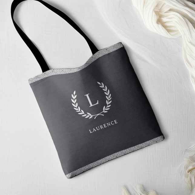 Tote Bag Chic noir et blanc élégant Monogramme moderne init (Créateur téléchargé)