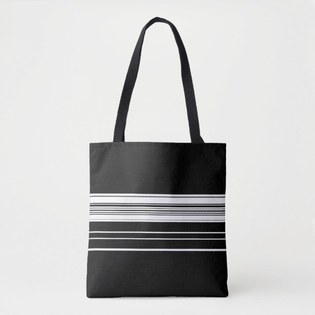 Tote Bag Chic noir rayé (Devant)