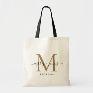 Tote Bag Chic or Monogramme Noms de script Mariage Date