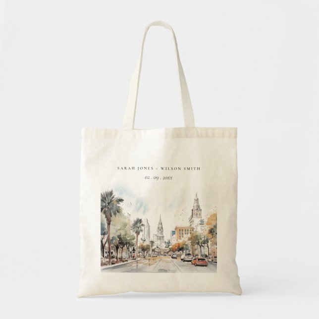 Tote Bag Chic Orlando Floride Skyline Mariage d'aquarelle (Devant)