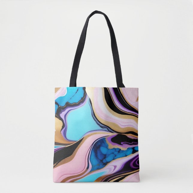 Tote Bag Chic Pastel violet or rose bleu Faux Marble (Devant)