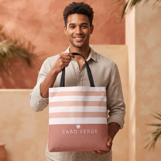 Tote Bag Chic personnalisé Cabo Verde rayure lieu préféré