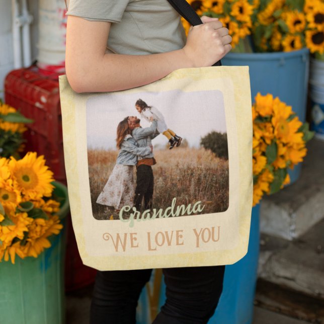 Tote Bag Chic Photo Personnalisée Texte Grand-parents Cadea (Créateur téléchargé)