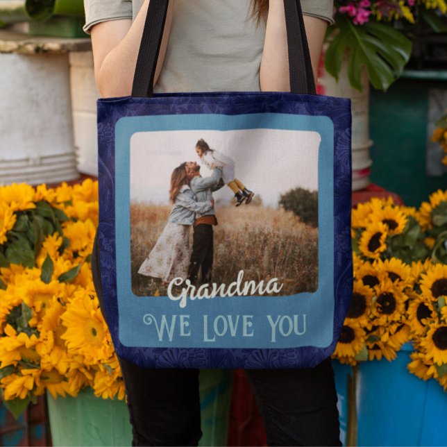 Tote Bag Chic Photo Personnalisée Texte Grandma Maman Cadea (Créateur téléchargé)