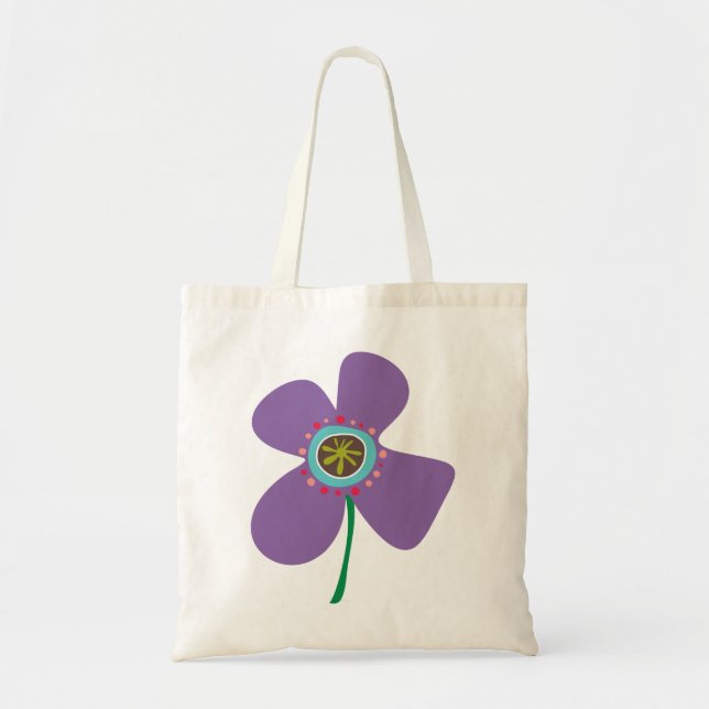 Tote Bag Chic Purple Daisy Pop Fleur Été Mélange Whimsical (Devant)