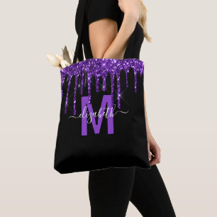 Tote Bag Chic Purple Driple Parties scintillant Nom du mono