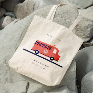 Tote Bag Chic Red Navy Baby shower de moteur de camion-feu