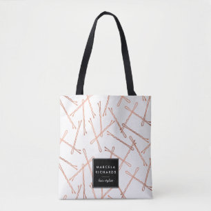 Tote Bag Chic Rose Gold Bobby Pins Blanc Personnalisé