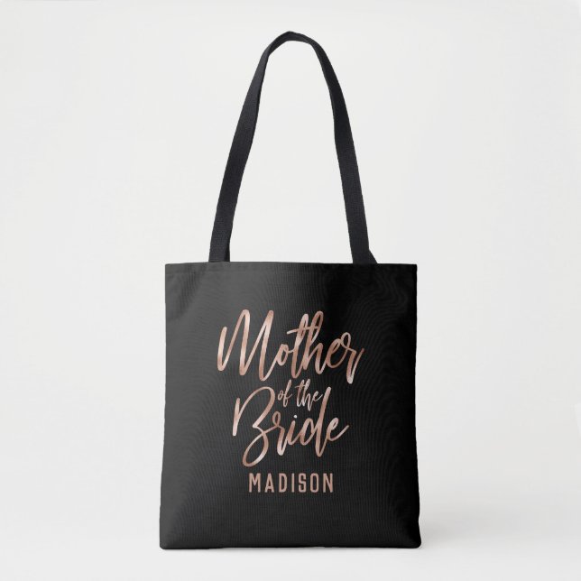 Tote Bag Chic Rose Gold Mère moderne de la mariée Monogramm (Devant)
