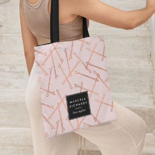 Tote Bag Chic Rose or Bobby Pins rose Personnalisé
