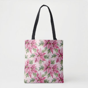 Tote Bag Chic rose Poinsettia Fleurs Noël