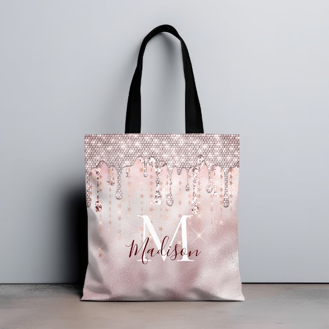 Tote Bag Chic rose rousse parties scintillant or goutte à g (Créateur téléchargé)