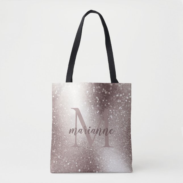 Tote Bag Chic Silver Parties scintillant Monogramme Nom per (Devant)