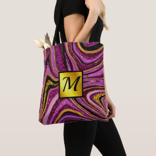 Tote Bag Chic Sparkle Parties scintillant marbre art rose o
