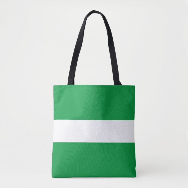 Tote Bag Chic Sporty Wide Kelly Green White Summer Stripes (Devant)