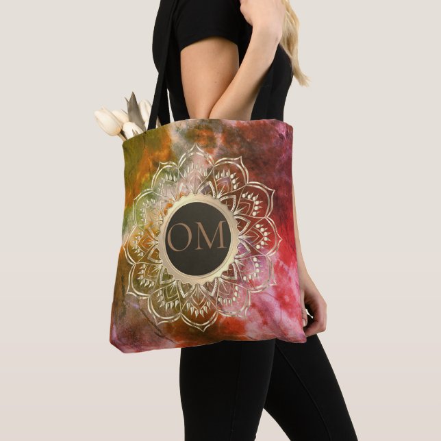 Tote Bag Chic Tie Dye OM Mandala (De près)