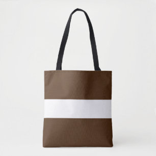 Tote Bag Chic Wide Cocoa Brown Blanc Stripes