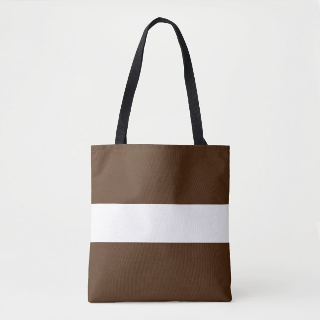 Tote Bag Chic Wide Cocoa Brown Blanc Stripes (Devant)