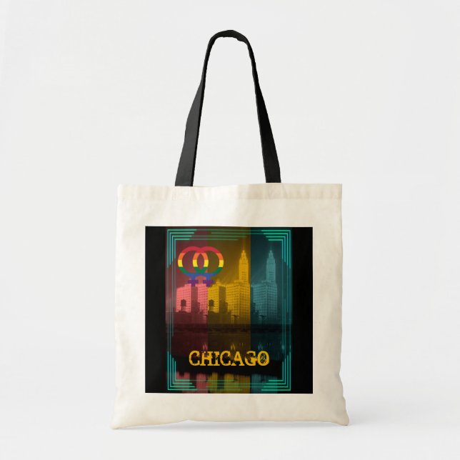 Tote Bag Chicago Gay Lesbian Intérêt Rainbow Wrigley Bldg (Devant)