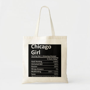 Tote Bag CHICAGO GIRL IL ILLINOIS Funny City Accueil Racine