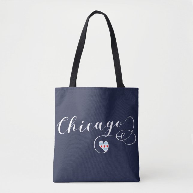Tote Bag Chicago Heart Grocery Sac, Illinois (Devant)
