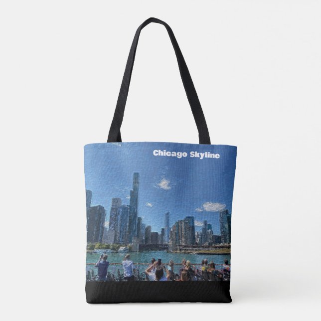 Tote Bag Chicago, Illinois Abstrait Skyline (Dos)