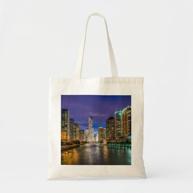 Tote Bag Chicago Illinois la nuit (Devant)