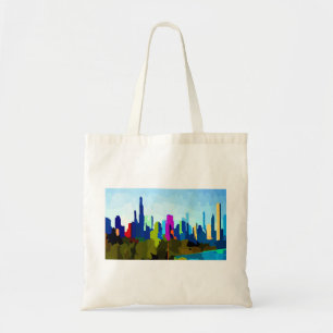 Tote Bag Chicago Illinois Skyline par Jon Baran