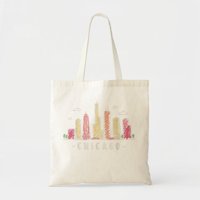 Tote Bag Chicago Skyline Illinois Vintage  (Devant)