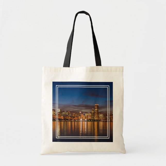 Tote Bag Chicago Skyline La Nuit (Devant)