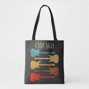 Tote Bag Chicago Vintage Guitars Concert Festival Souvenir