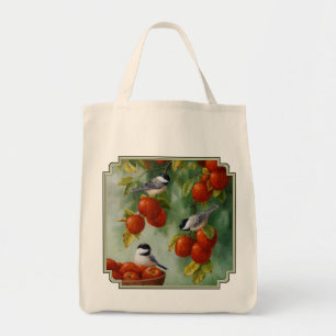 Tote Bag Chickadee Birds Apple Harvest