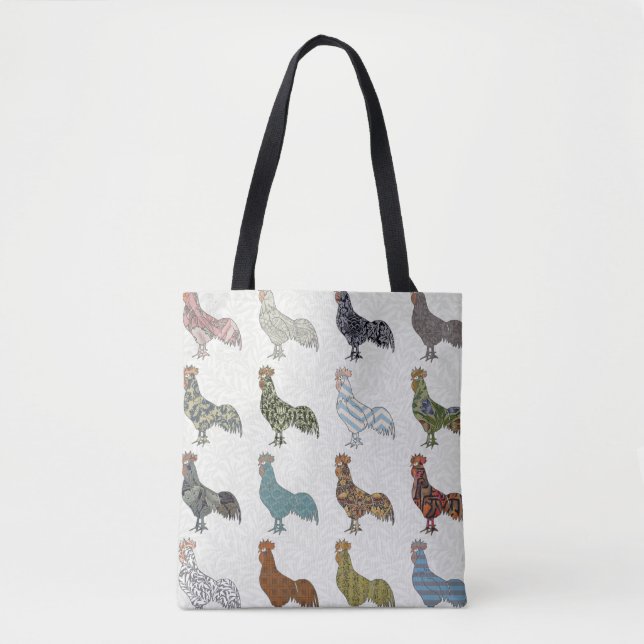 Tote Bag Chicken Rooster Coloré ferme Motif (Devant)