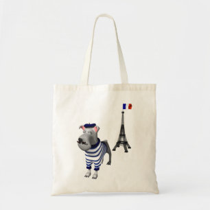 Tote Bag Chien à Beret devant la Tour Eiffel