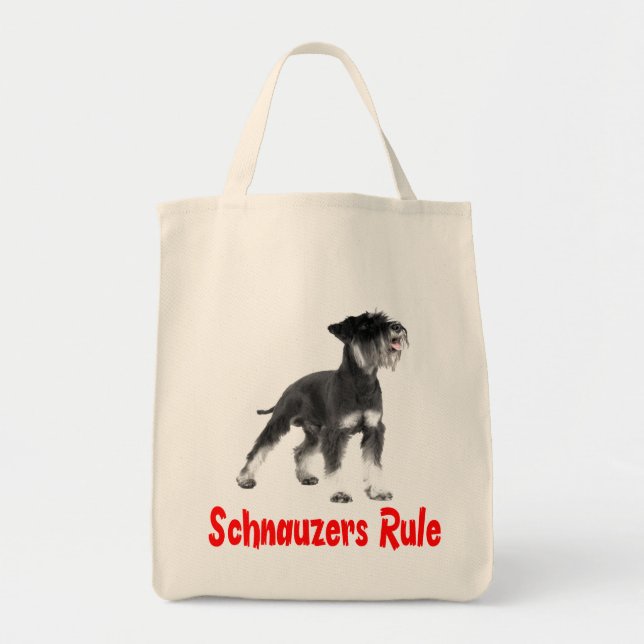 Tote Bag Chien à chienne gris Schnauzer Fourre-tout Red Lov (Devant)