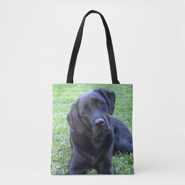 Tote Bag Chien à chiot noir du Labrador (Devant)