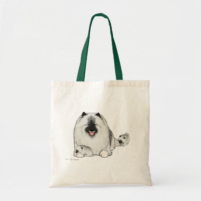 Tote Bag Chien à Keeshond mignon avec chiots (Devant)