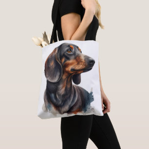 TOTE BAG CHIEN À PUPPER BROWN ET NOIR ADORABLE