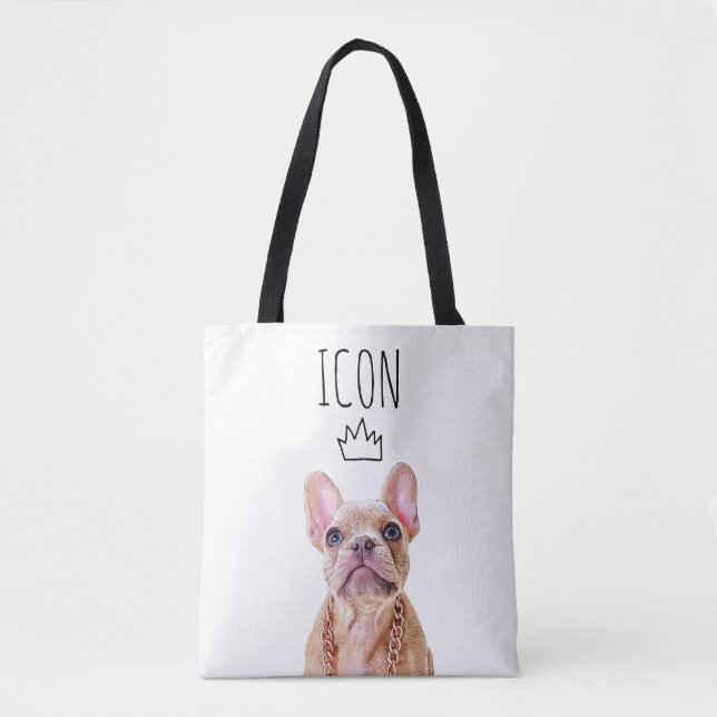 Tote Bag Chien à tête bleue | ICÔNE Français (Devant)