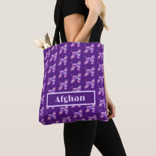 Tote Bag Chien afghan Hound Purple Silhouette personnelle