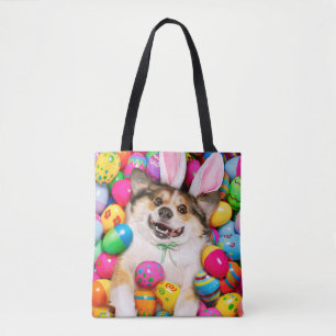 Tote Bag Chien allongé sur des œufs de Pâques