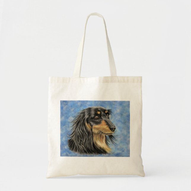 Tote Bag Chien Art - Long Haired Dachshund Art Marcus (Devant)