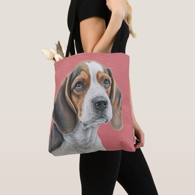 Tote Bag CHIEN BEAGLE Brown ET BLANC (De près)