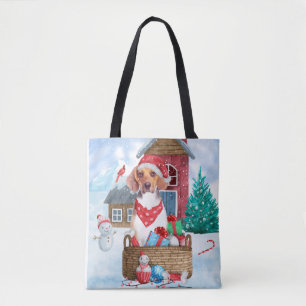 Tote Bag Chien beagle dans la neige Maison de Chien de Noël