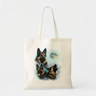 Tote Bag Chien Berger Allemand Hurlement à la Lune