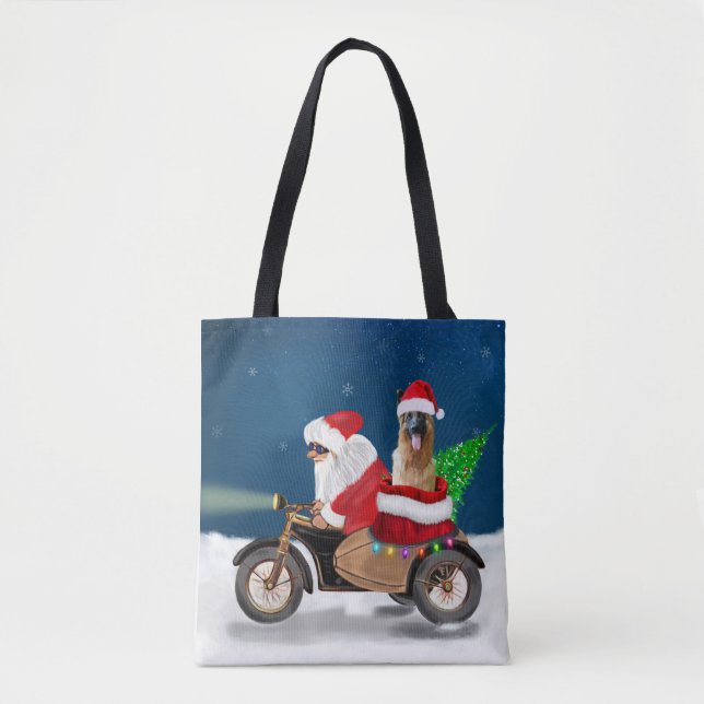 Tote Bag Chien berger allemand Noël Père Noël (Devant)