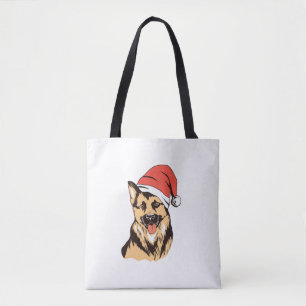 Tote Bag Chien berger allemand Santa Hat - Noël drôle